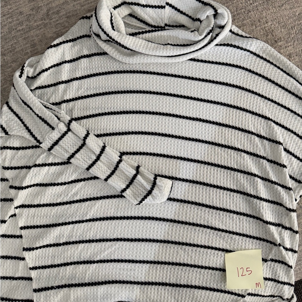 Cherish Black and White Striped Turtleneck Sweater